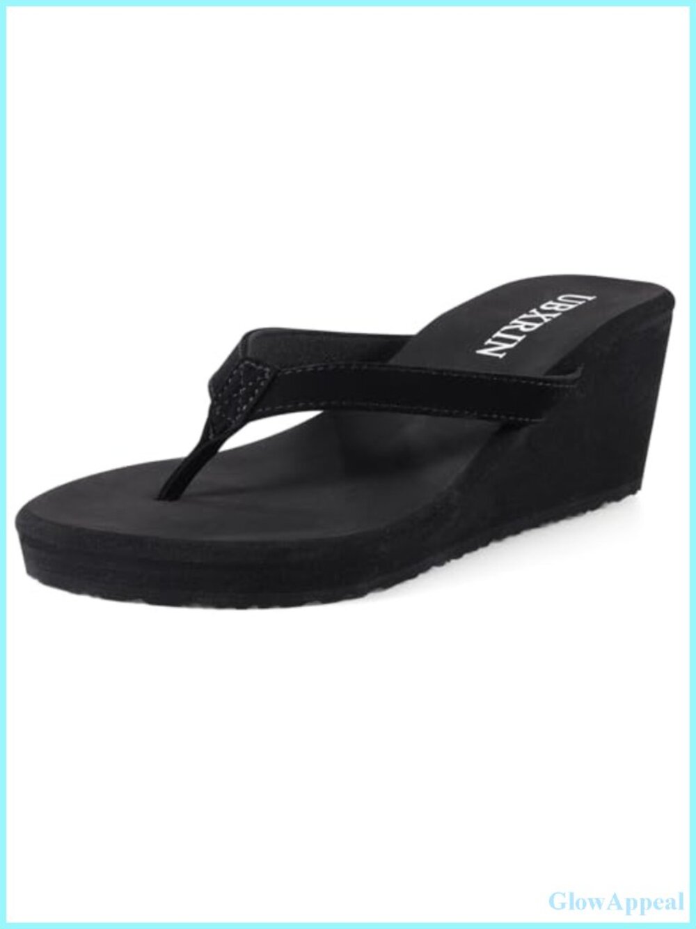 Womens Wedge Flip Flops Platform Thong Sandals Faux Leather Arch Support